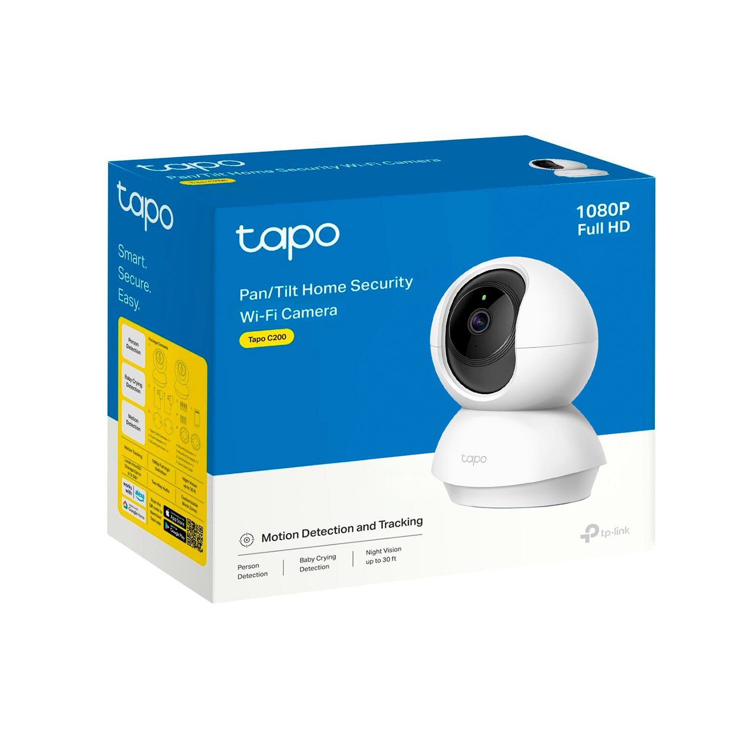 Camara Inalambrica Wifi TP-Link Tapo C200 Smart Pan/Tilt 360º FHD 1080p MicroSD 512GB