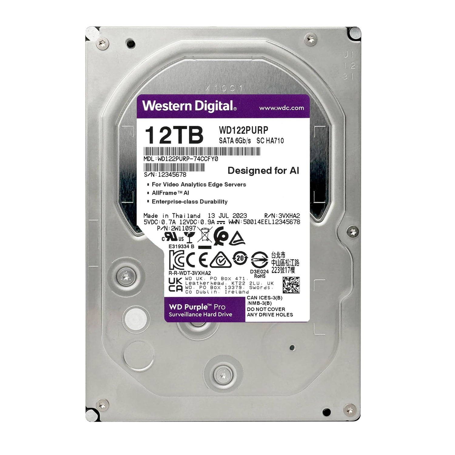Disco Duro Interno WD Purple 12TB Vigilancia PC / DVR / NVR