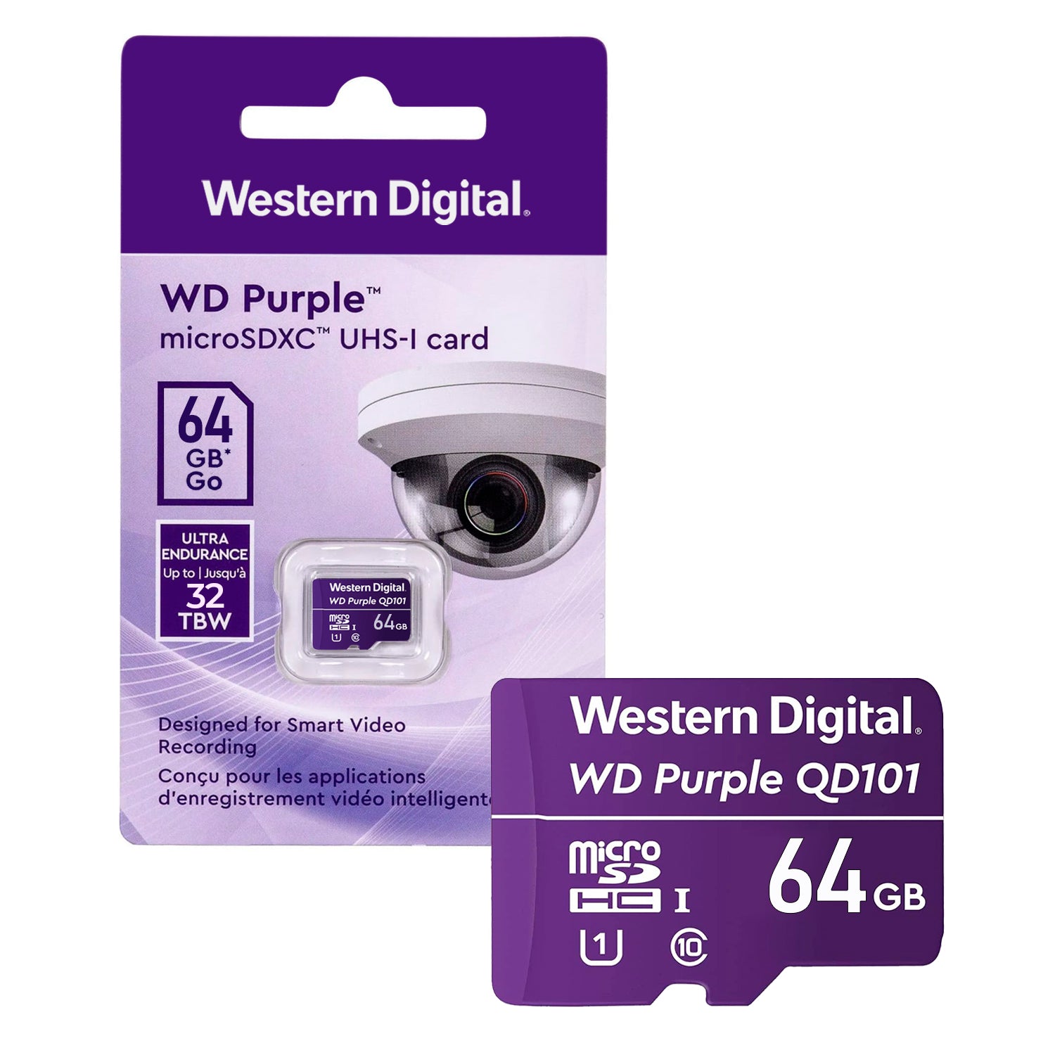 Tarjeta de Memoria MicroSD 64GB WD Purple SDXC UHS-I Clase 10 4K 100MB/s - Mayorista de Tecnología