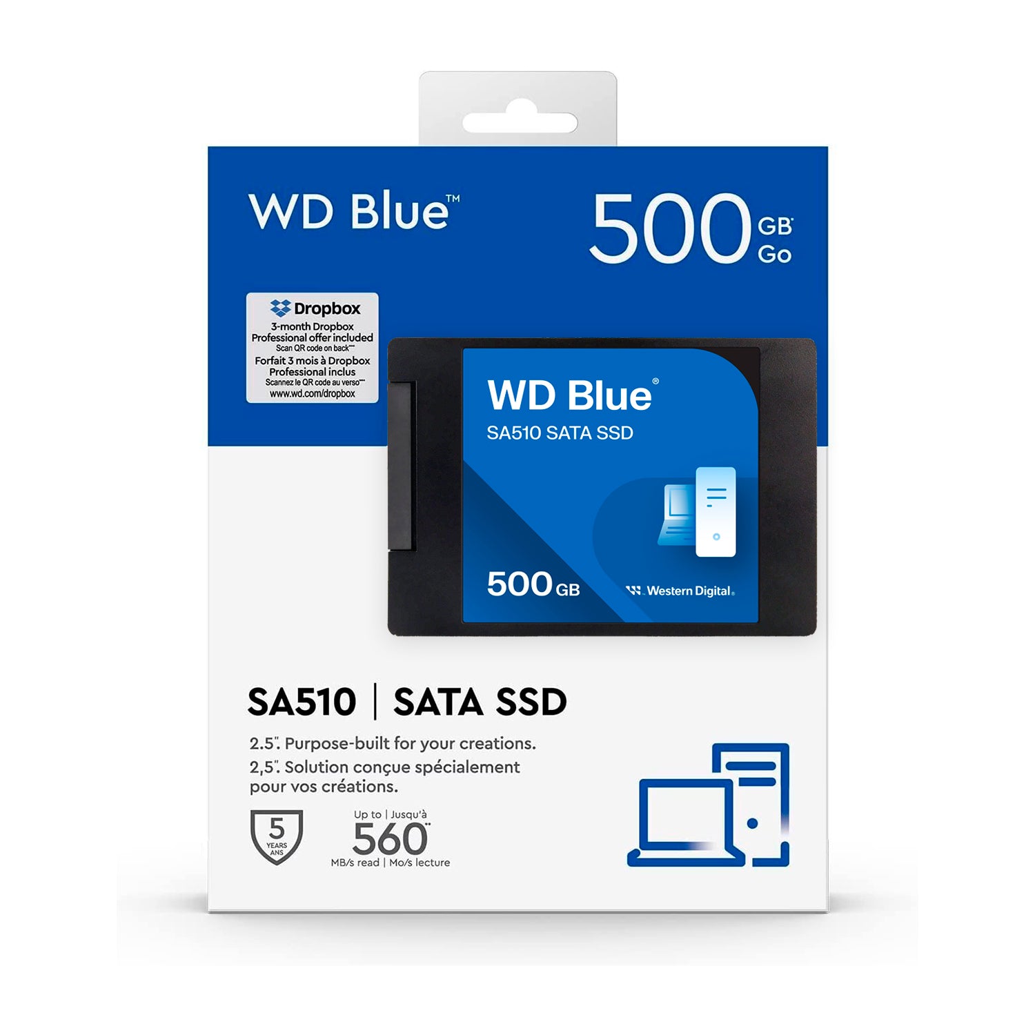 Disco Solido SSD Interno WDBlue 500GB 2.5in 560MB/s SATA 3