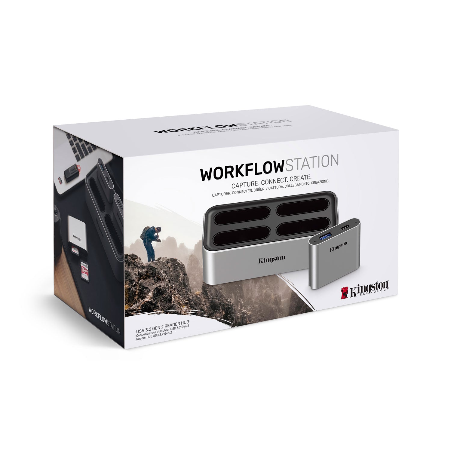 Unidad Lectores Kingston WorkflowStation USB 3.2 Gen2 READER HUB miniHub USB-A y C + cable [ WFS-U ] | Lifemax