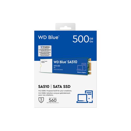 Disco Solido SSD Interno WD Blue 500GB M.2 2280 SA510 SATA 3